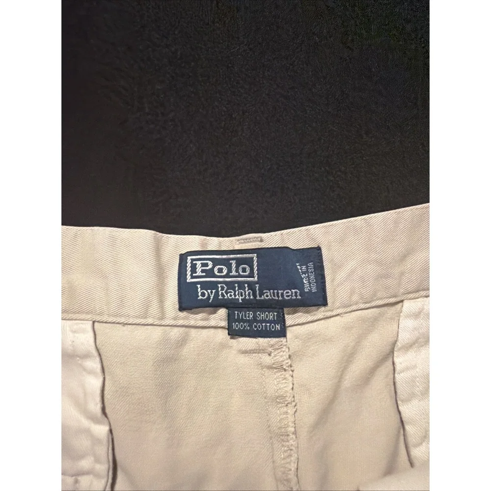 Polo Ralph Lauren‎ Vintage Tyler Khaki Pleated Chino Mens Shorts Size 35